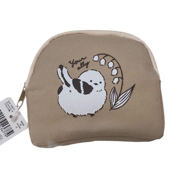 Die Cut Pouch. Bird Design. Tan/White. - Picture 1 of 9